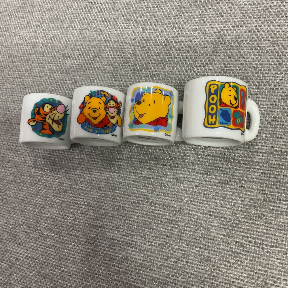 Vintage Disney Winnie the Pooh Tigger Micro Mini Mugs Set of 4 Ceramic Miniature